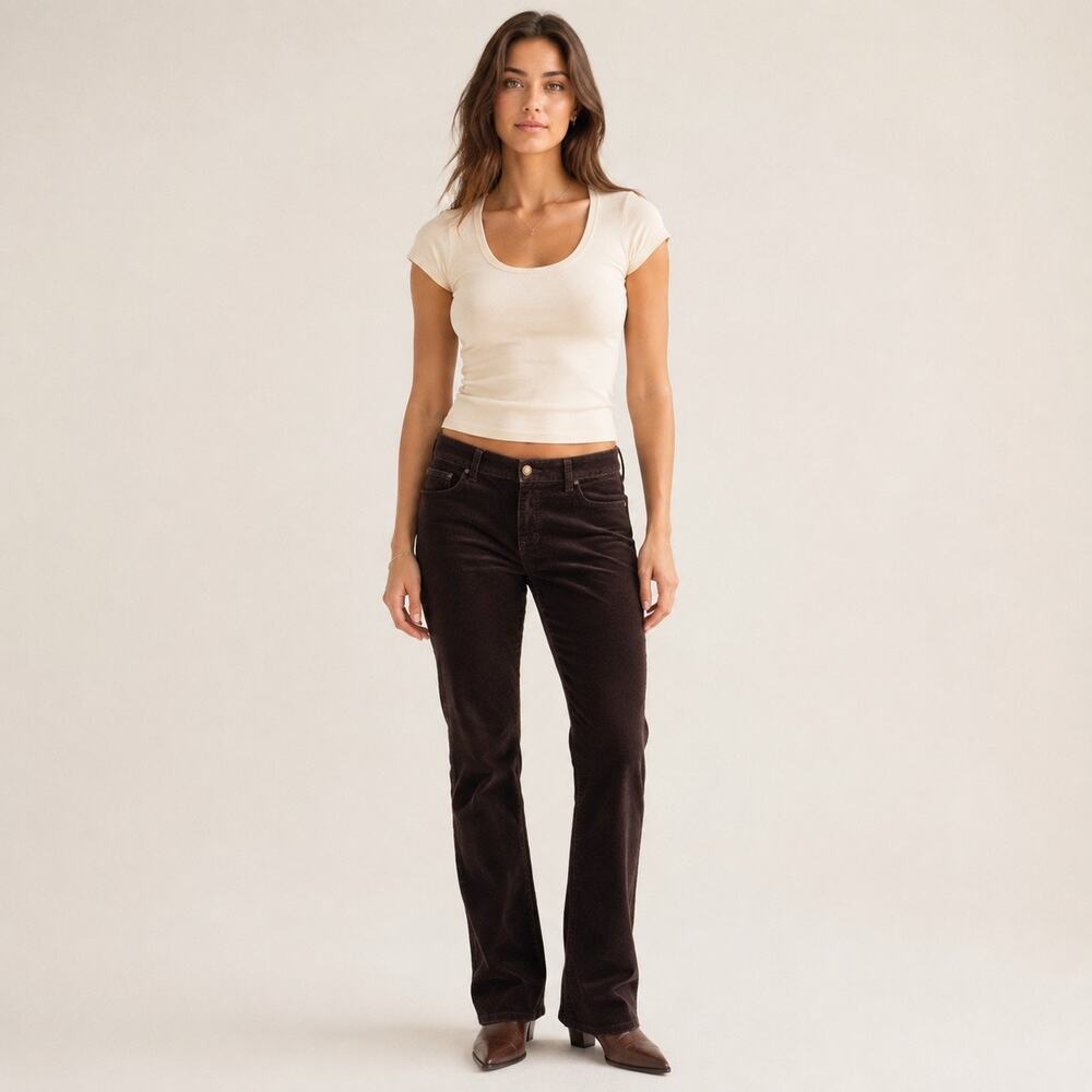 Chocolate Brown Chaps Petite Corduroy Straight-Leg Pants